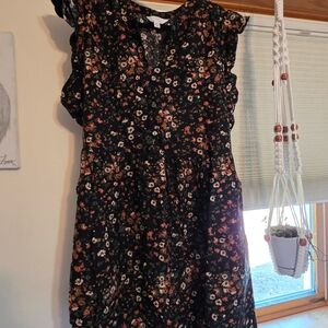Time and Tru Black Floral Mini Dress